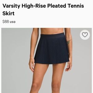 NWT - Lululemon Varsity HR Pleated Tennis Skirt 
Size 8